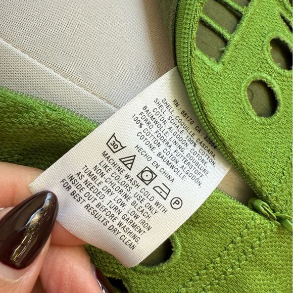 ANTHROPOLOGIE MAEVE SEABORNE CORSET PEPLUM TANK GREEN EYELETTE SIZE 0 - Picture 8 of 8